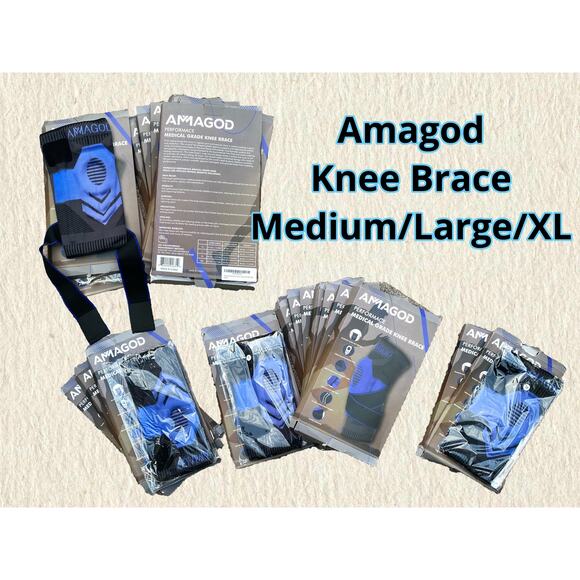 Amagod Blue Knee Brace with Side Stabilizers Black Size Large Multi sizes avail - Picture 1 of 11